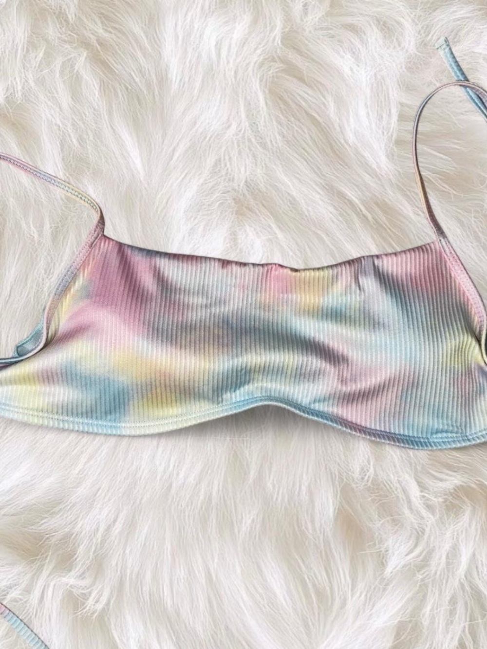 Hollister Pastel Tie-Dye Ribbed Cami Top - Pink Blue Yellow
